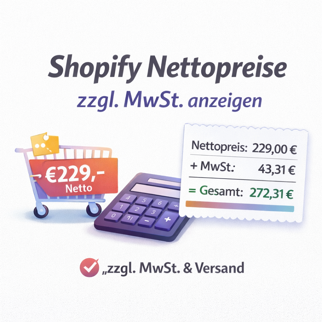 Shopify Nettopreise anzeigen zzgl. MwSt ohne App